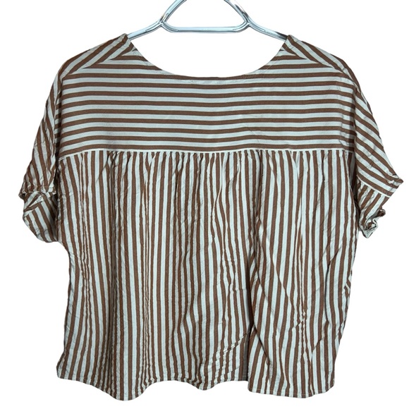 Rhyme Button-Front Boxy Top in Stripe Play, Large - Picture 3 of 8